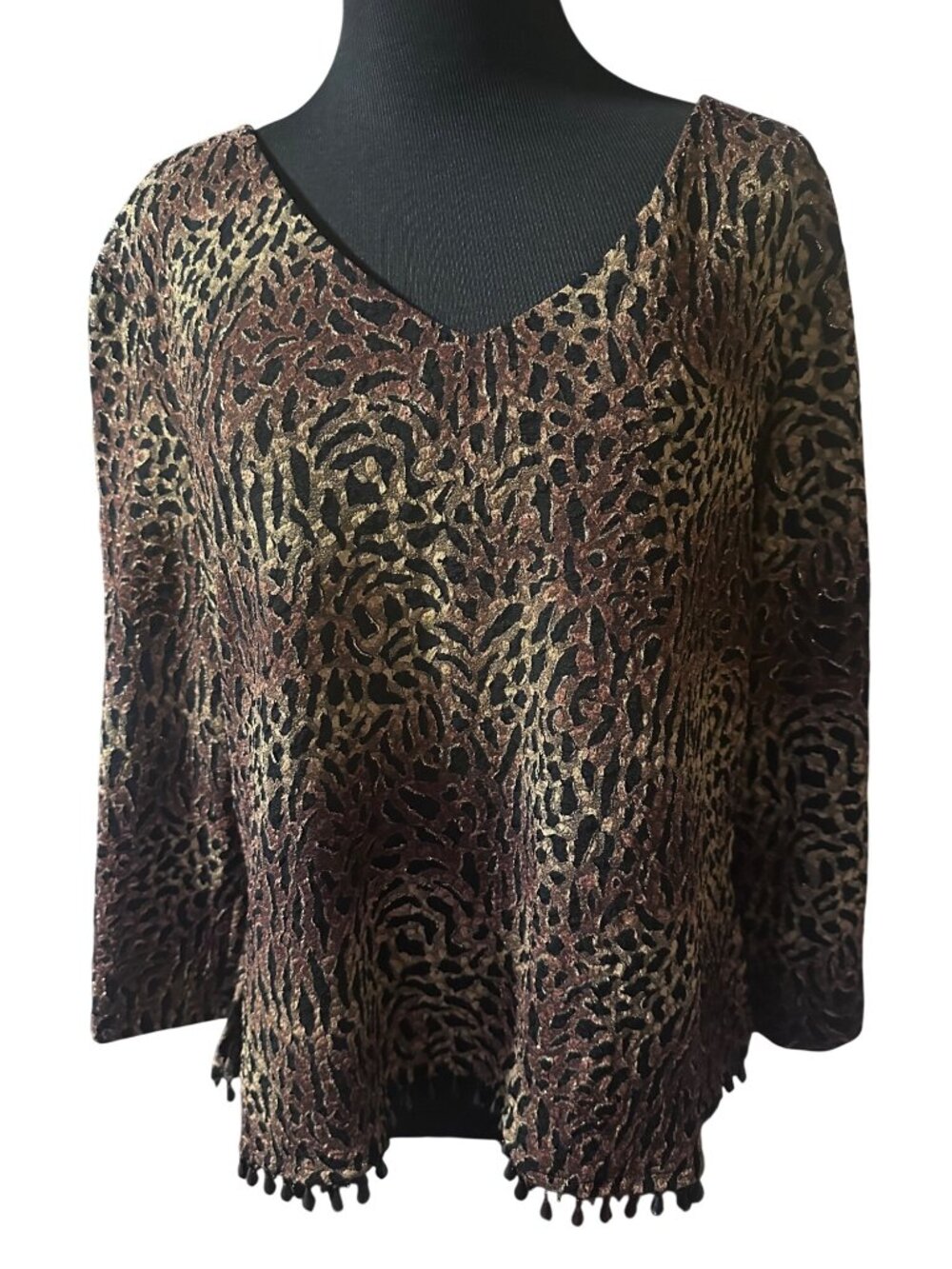 J.B.S. brown black and gold tiger print beaded hem new with tags top size 18
